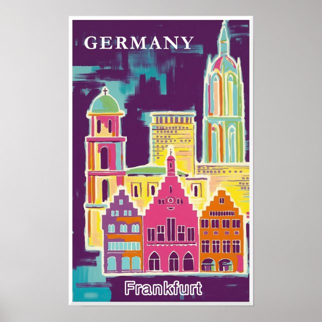 Poster cartaz de viagem de Frankfurt, Alemanha (Frente)