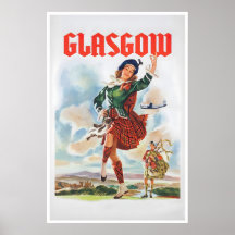 Cartaz de Viagem de Glasgow Escócia Dança Vintage