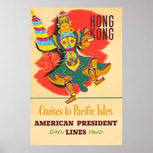 Poster Cartaz de Viagem de Hong Kong - Linhas do Presiden