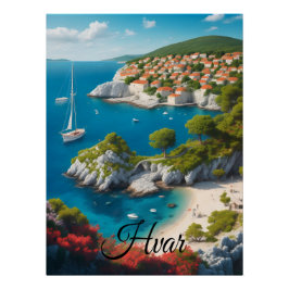 Pôster Cartaz de Viagem de Hvar Croácia