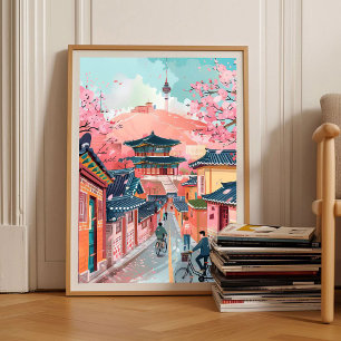 Poster Cartaz de Viagem de Ilustração de Seul Sul