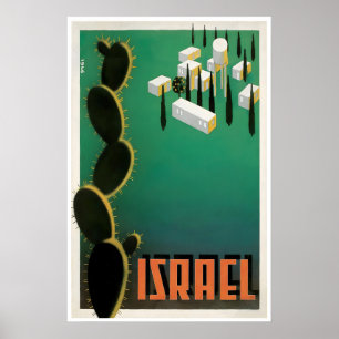 Poster Cartaz de Viagem de Israel Arte Israelense 1946 Im
