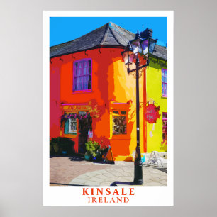 Poster Cartaz de Viagem de Kinsale Irlanda Arte Colorida