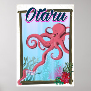 Poster Cartaz de viagem de lula do Japão Otaru