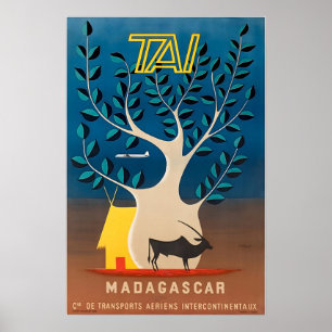 Poster Cartaz de Viagem de Madagáscar Arte Africano de Áf