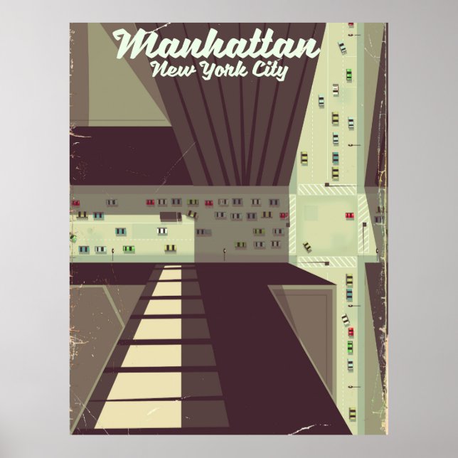 Pôster Cartaz de viagem de Manhattan Nova York. (Frente)