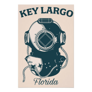 Pôster Cartaz de viagem de mergulho náutico Key Largo Flo