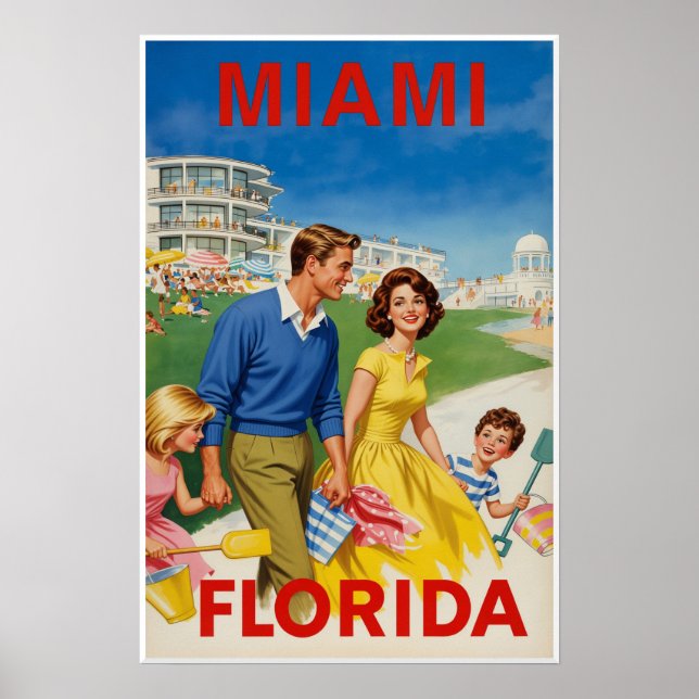 Poster cartaz de viagem de Miami  (Frente)