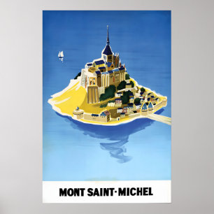 Poster Cartaz de Viagem de Mont Saint-Michel Vintage Norm