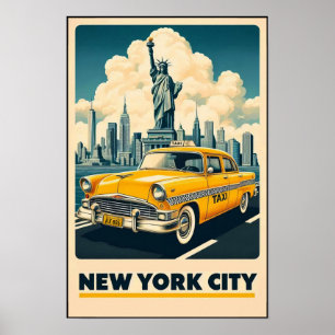 Poster Cartaz de Viagem de Nova York de 1955 Vintage