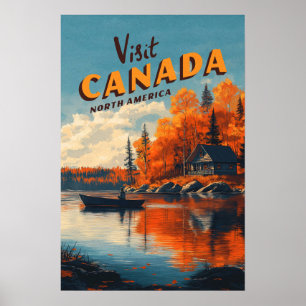 Poster Cartaz de Viagem de Pesca no Lago do Canadá
