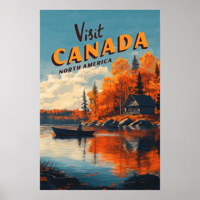 Poster Cartaz de Viagem de Pesca no Lago do Canadá (Frente)