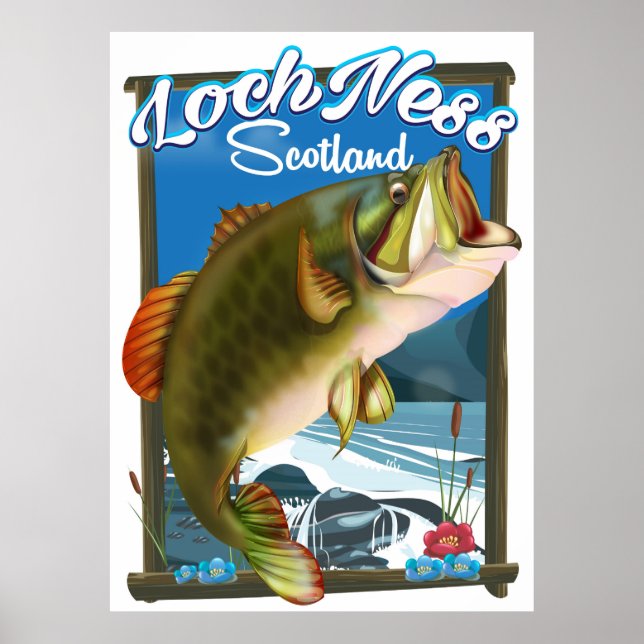 Pôster Cartaz de viagem de pesca no Loch Ness Escócia (Frente)