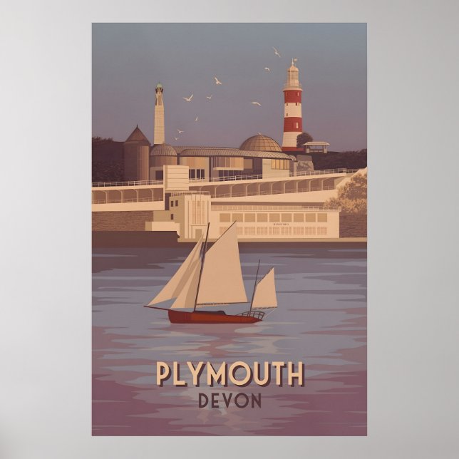 Poster Cartaz de Viagem de Plymouth Devon (Frente)