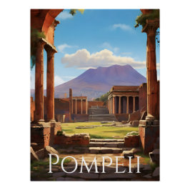 Pôster Cartaz de Viagem de Pompéia Itália