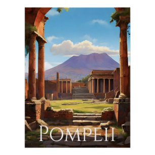 Pôster Cartaz de Viagem de Pompéia Itália