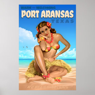 Poster Cartaz de Viagem de Port Aransas Mustang Island Te