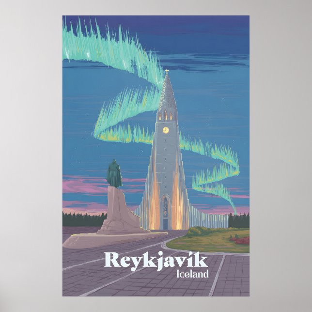Poster Cartaz de Viagem de Reykjavik (Frente)