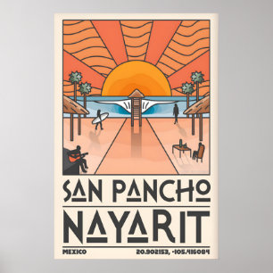 Poster Cartaz de Viagem de San Pancho Nayarit Cena de Pra