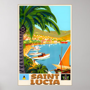 Poster Cartaz de Viagem de Santa Lúcia Caribe Índias Ocid
