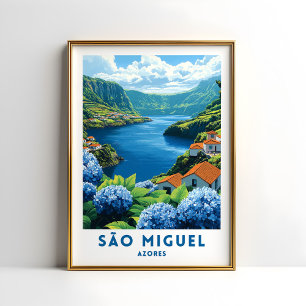 Poster Cartaz de Viagem de São Miguel Açores Arte de Pare
