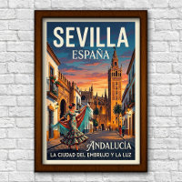 Cartaz de Viagem de Sevilha, Espanha dos anos 60 V
