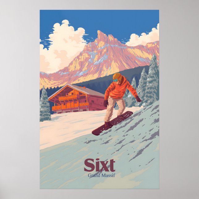 Poster Cartaz de Viagem de Snowboarding Sixt (Frente)
