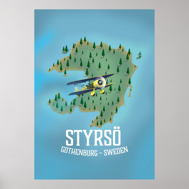 Poster Cartaz de viagem de Styrsö, Suécia. (Frente)