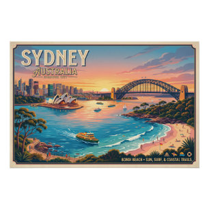 Pôster Cartaz de Viagem de Sydney Austrália