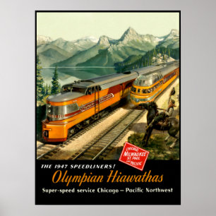 Poster Cartaz de viagem de trem Milwaukee Road