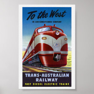 Poster Cartaz de Viagem de Trem para a Austrália Ocidenta