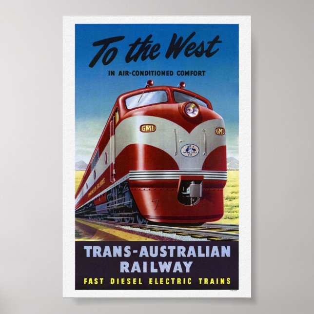 Poster Cartaz de Viagem de Trem para a Austrália Ocidenta (Frente)