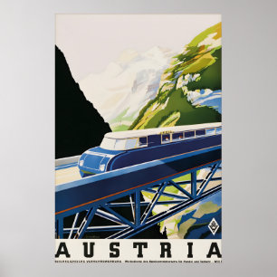 Poster Cartaz de Viagem de Trem Vintage da Áustria Trem A