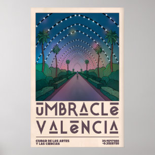 Poster Cartaz de Viagem de Valência Estilo Meados do Sécu