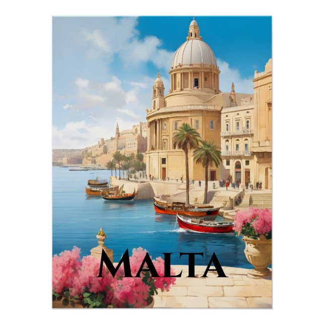 Pôster Cartaz de Viagem de Valeta Malta (Frente)