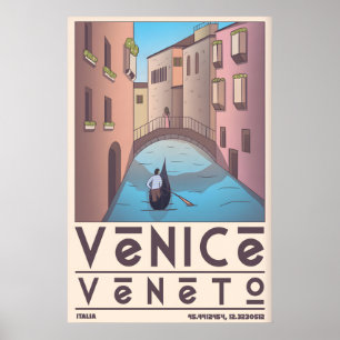 Poster Cartaz de Viagem de Veneza, Arte Gráfica do Canal,