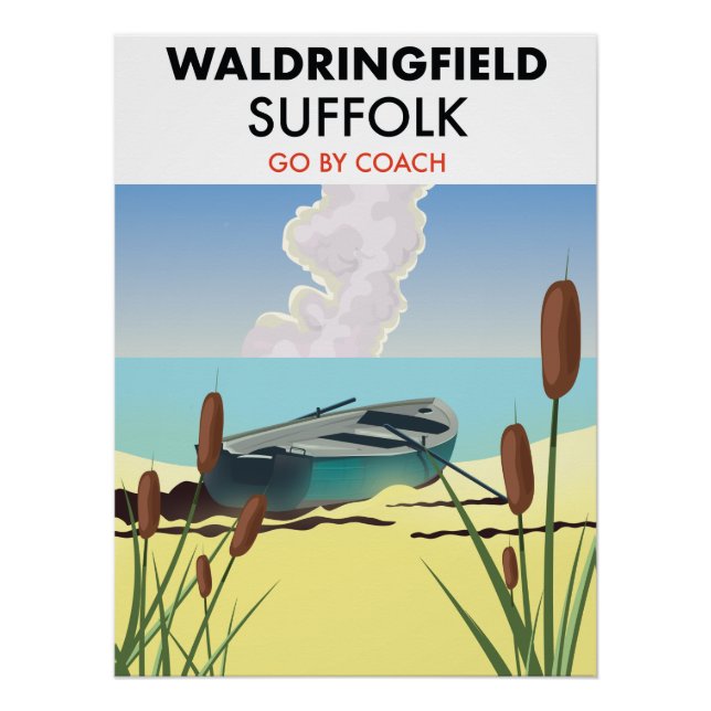 Pôster Cartaz de viagem de Waldringfield Suffolk. (Frente)