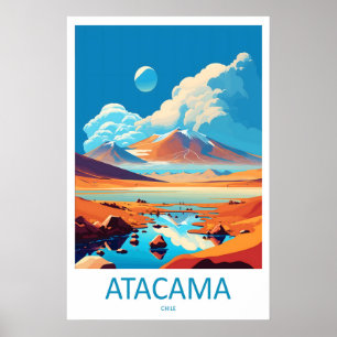 Poster Cartaz de Viagem Deserto do Atacama Chile Esqui Vi