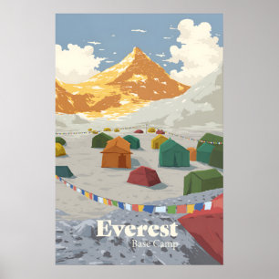 Poster Cartaz de Viagem do Acampamento Base do Monte Ever