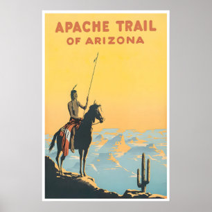 Poster Cartaz de Viagem do Arizona Arte do Deserto Nativo