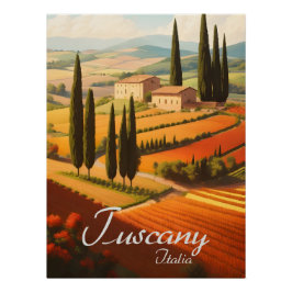 Pôster Cartaz de Viagem do Campo da Toscana Itália
