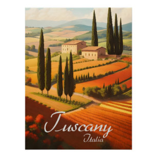 Pôster Cartaz de Viagem do Campo da Toscana Itália