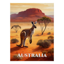 Cartaz de Viagem do Canguru do Outback da Austráli