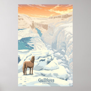 Poster Cartaz de Viagem do Catarata Gullfoss Islândia