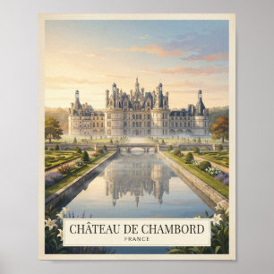 Poster Cartaz de Viagem do Château de Chambord França Vin
