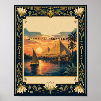 Poster Cartaz de Viagem do Egito | Onde o Nilo Encontra a