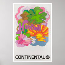 Cartaz de Viagem do Havaí Arte Havaiana Continenta