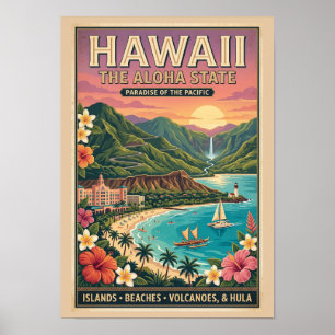 Poster Cartaz de Viagem do Havaí - O Paraíso do Estado Al