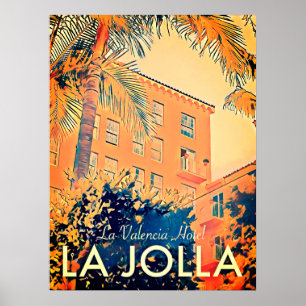 Poster Cartaz de Viagem do Hotel La Valencia Vintage