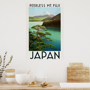 Poster Cartaz de viagem do Japão Peerless Mt Fuji Vintage